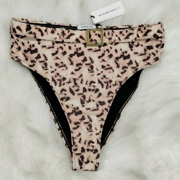 Leopard Print High-Waisted Bikini Bottoms With Belted Detail M - Picture 1 of 5